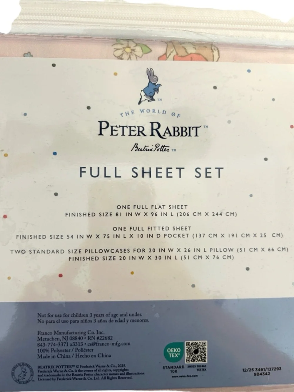 The‎ World of Peter Rabbit Beatrix Potter Classic Kid's Full Sheet Set New!